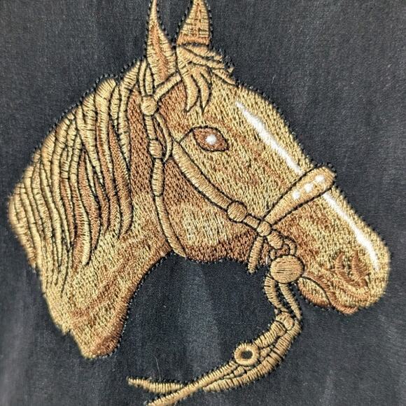 Vintage Scorpio USA Shirt Mens Extra Large Black White Embroidered Horse Bowling - Picture 8 of 9